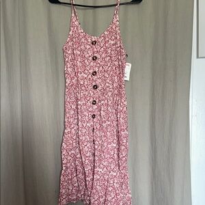 Japna Pink and White Buttoned Midi Sundress